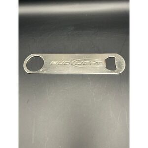 Bud Light Bottle Opener Bar Tool Beer Soda Silver Metal Compact 6.75" Breweriana